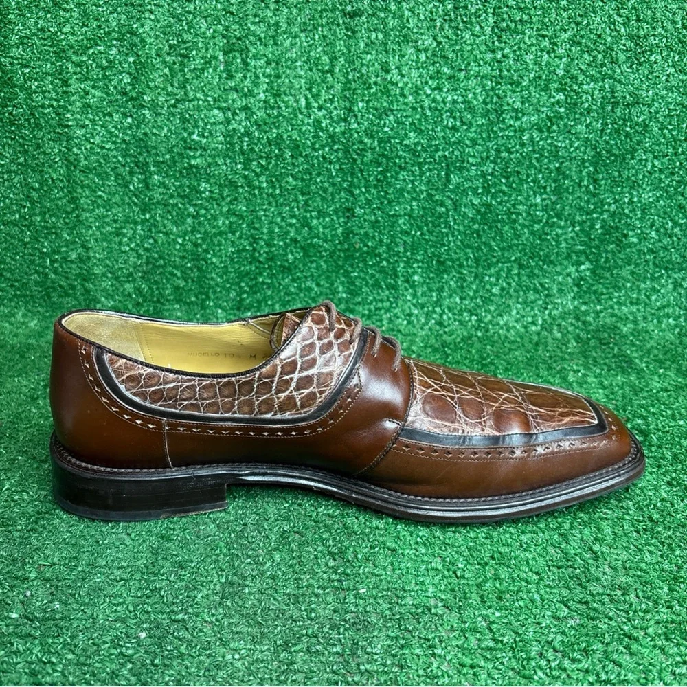 MEZLAN Mens Dress‎ Shoes Genuine Crocodile Brown Leather Size 10.5 M